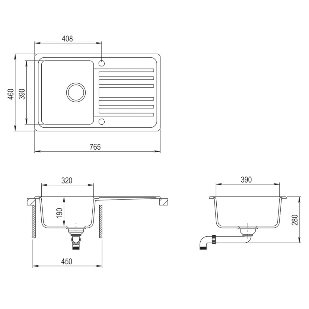 Granite Kitchen Sink Single Basin Beige