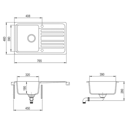 Granite Kitchen Sink Single Basin Beige