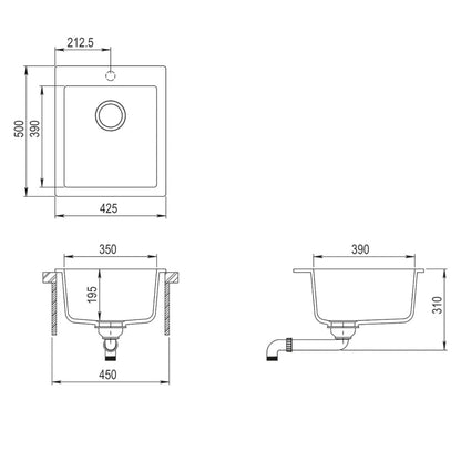 Granite Kitchen Sink Single Basin Beige