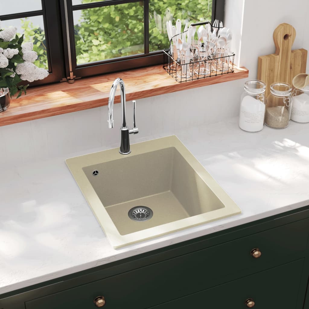 Granite Kitchen Sink Single Basin Beige