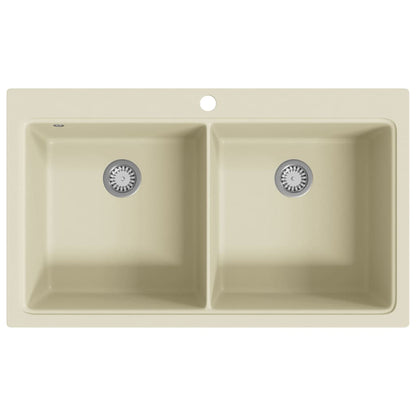 Granite Kitchen Sink Double Basins Beige