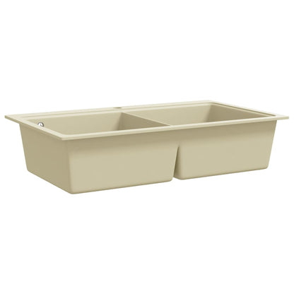 Granite Kitchen Sink Double Basins Beige