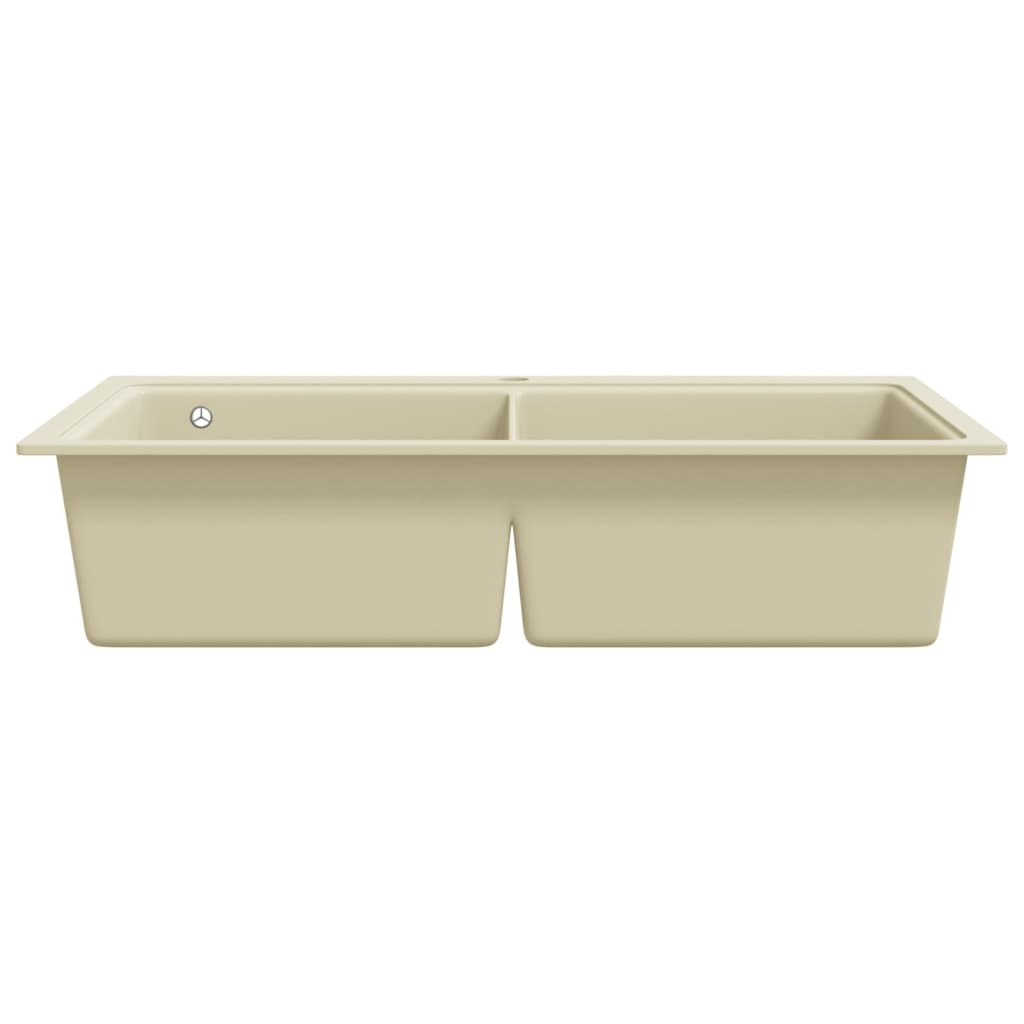 Granite Kitchen Sink Double Basins Beige