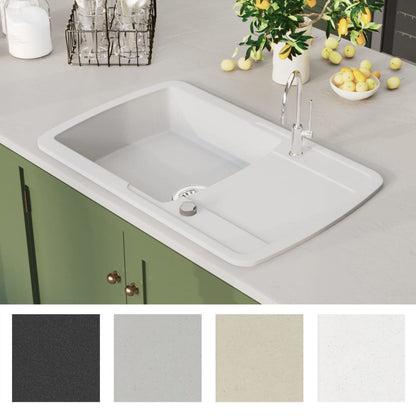 Granite Kitchen Sink Single Basin White