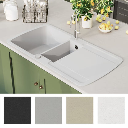 Granite Kitchen Sink Double Basins White