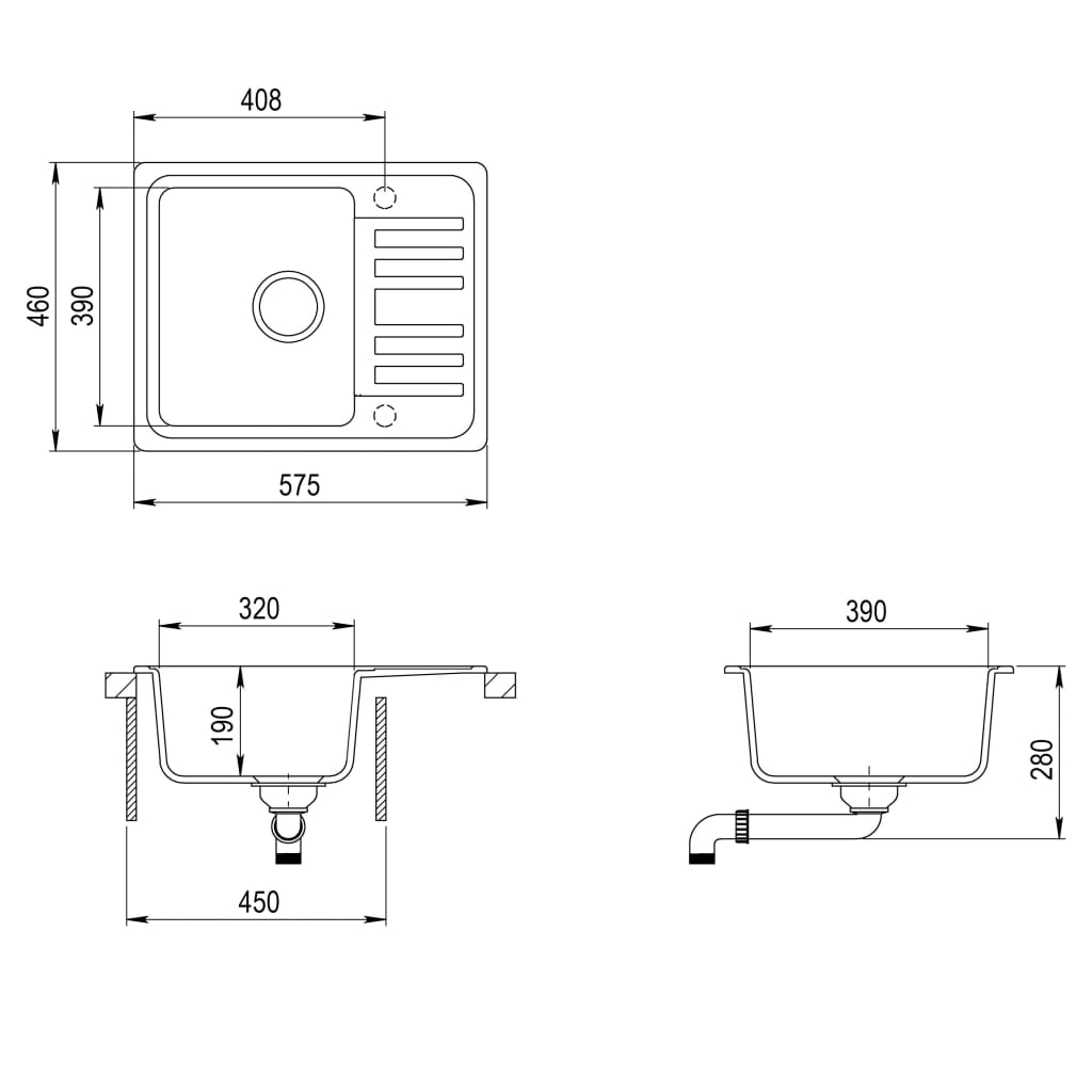 Granite Kitchen Sink Single Basin Beige