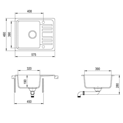 Granite Kitchen Sink Single Basin Beige