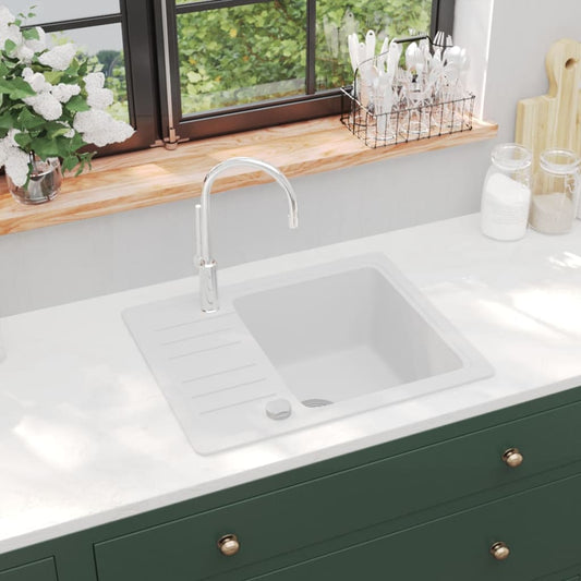 Granite Kitchen Sink Single Basin White