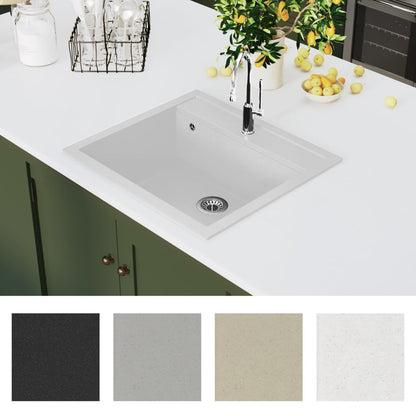 Granite Kitchen Sink Single Basin White