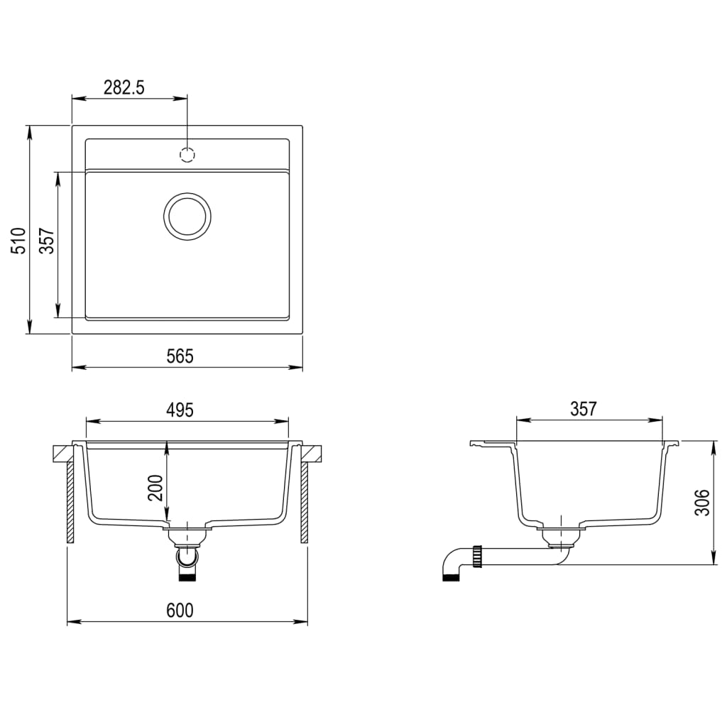 Granite Kitchen Sink Single Basin White