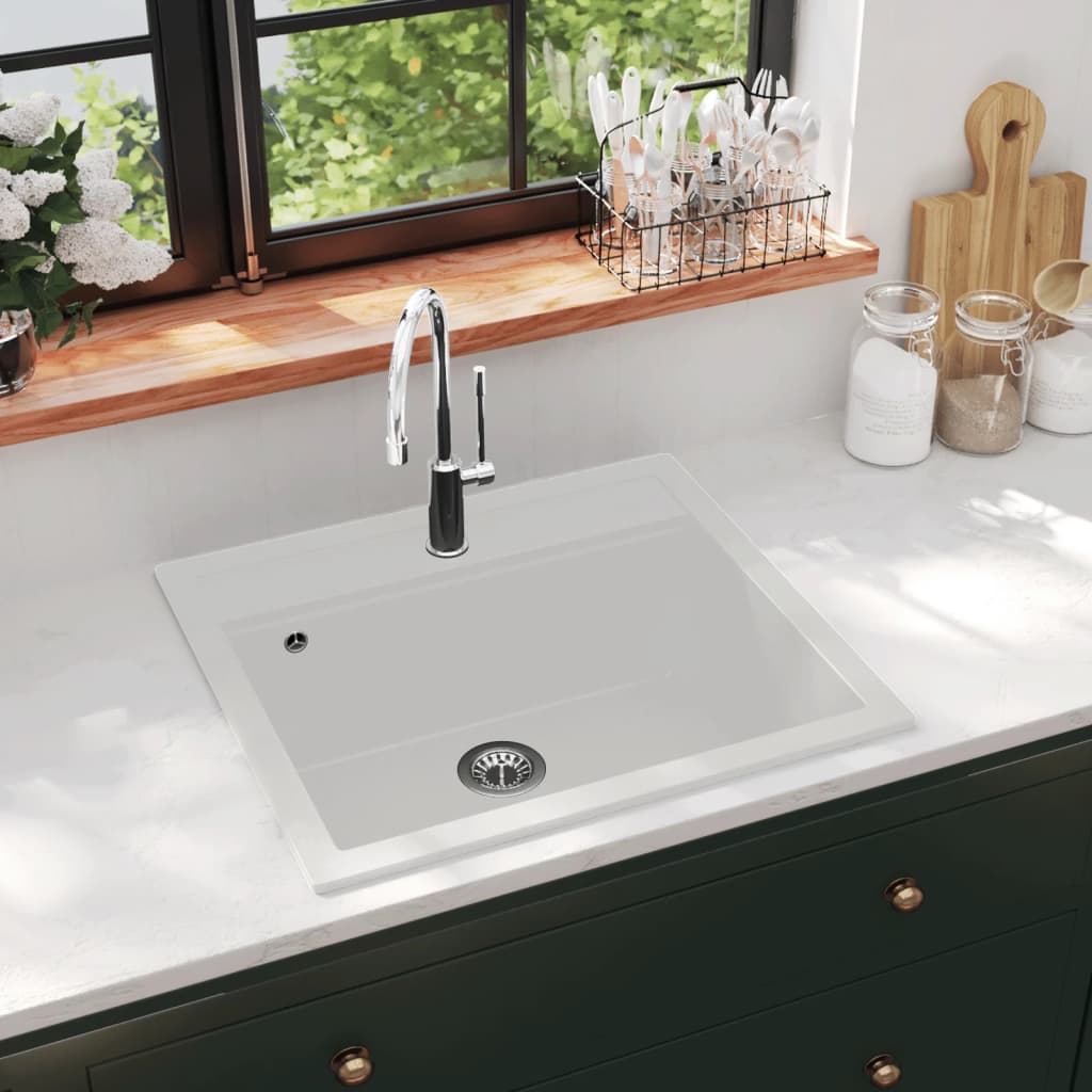 Granite Kitchen Sink Single Basin White