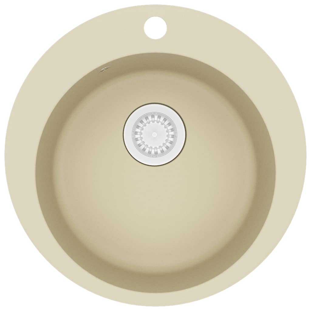 Granite Kitchen Sink Single Basin Round Beige