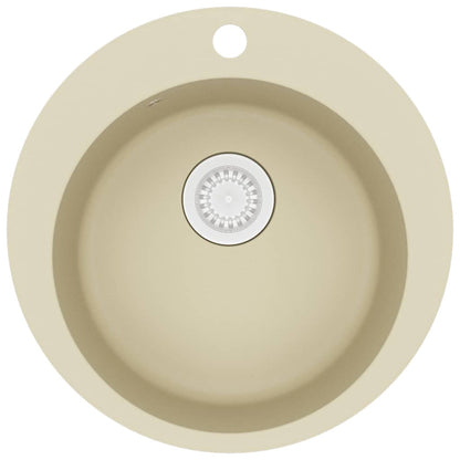 Granite Kitchen Sink Single Basin Round Beige