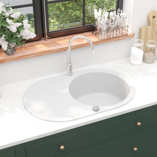 Granite Kitchen Sink Single Basin Oval White