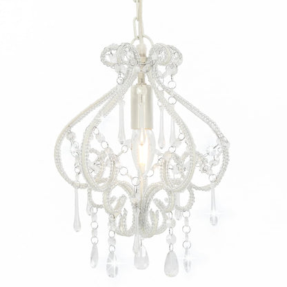 Ceiling Lamp with Beads White Round E14