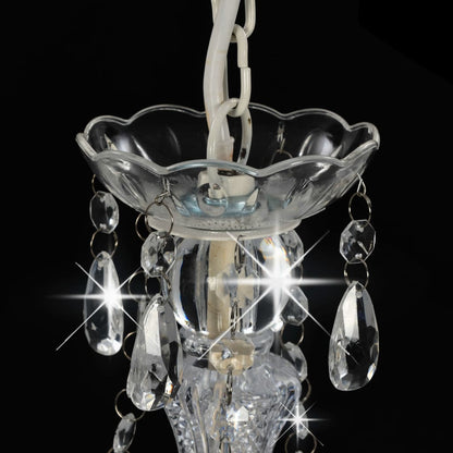 Chandelier with Beads White Round 3 x E14