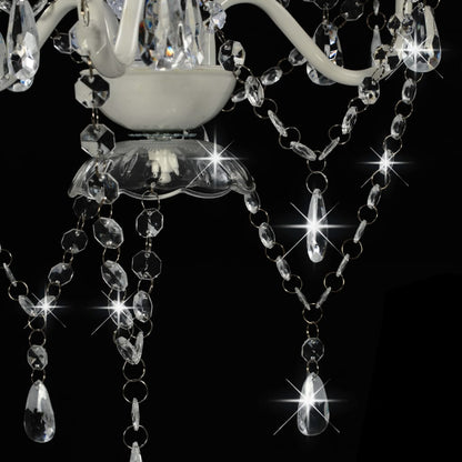 Chandelier with Beads White Round 3 x E14