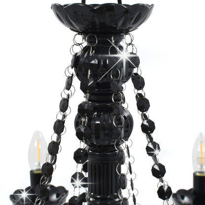 Chandelier with Beads Black 8 x E14 Bulbs