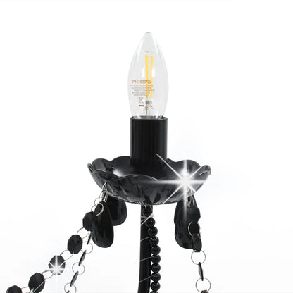 Chandelier with Beads Black 8 x E14 Bulbs