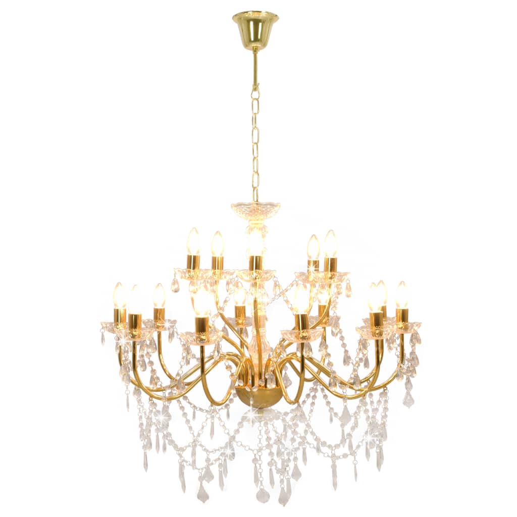 Chandelier 2-layer Golden 15 x E14 Bulbs