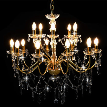 Chandelier 2-layer Golden 15 x E14 Bulbs