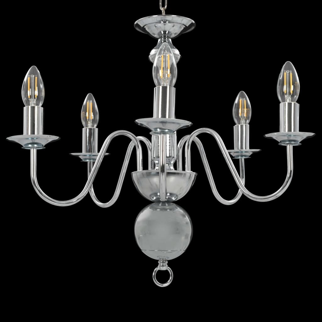 Chandelier Silver 5 x E14 Bulbs