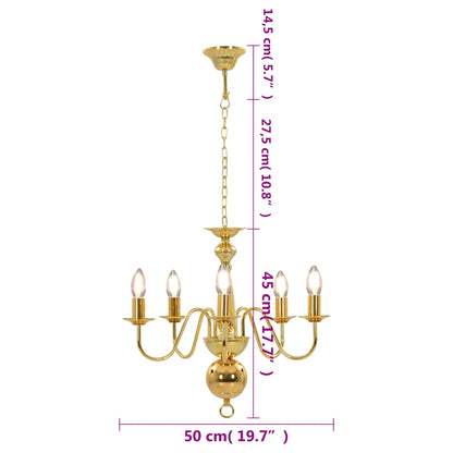 Chandelier Golden 5 x E14 Bulbs