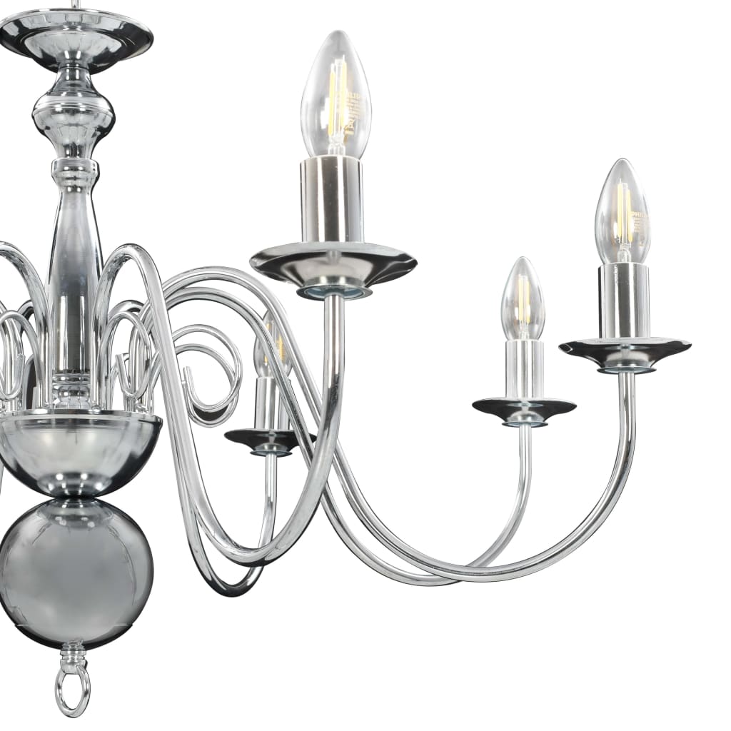 Chandelier Silver 8 x E14 Bulbs