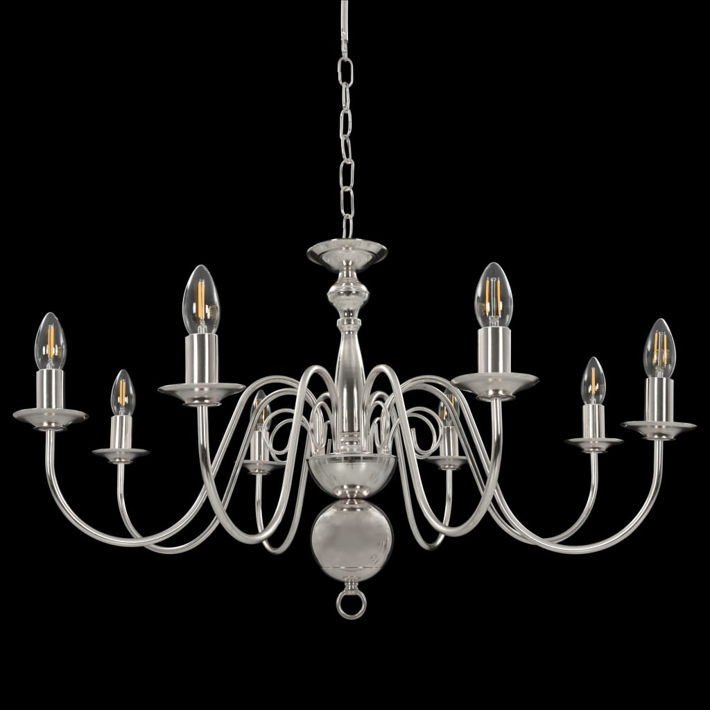 Chandelier Silver 8 x E14 Bulbs