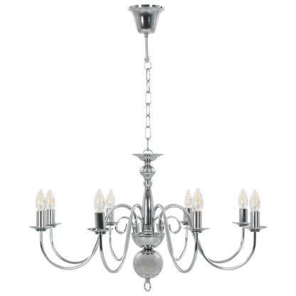 Chandelier Silver 8 x E14 Bulbs