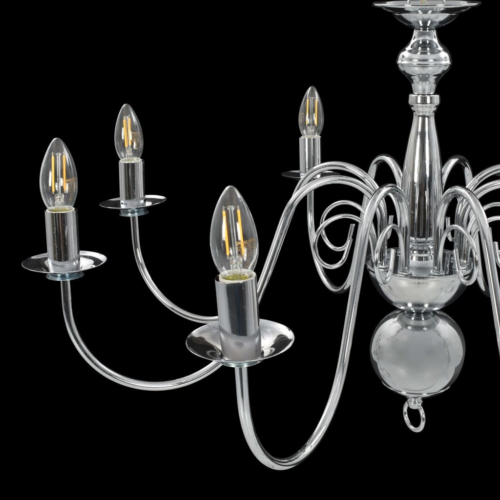 Chandelier Silver 8 x E14 Bulbs