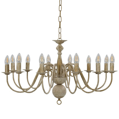 Chandelier Antique White 12 x E14 Bulbs