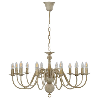 Chandelier Antique White 12 x E14 Bulbs