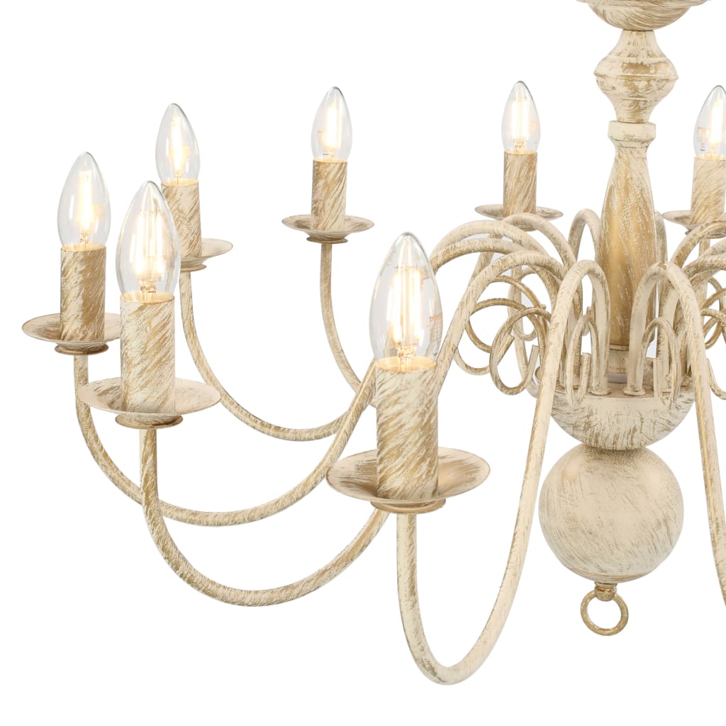 Chandelier Antique White 12 x E14 Bulbs