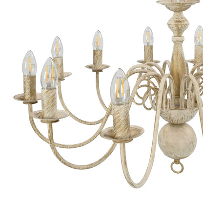 Chandelier Antique White 12 x E14 Bulbs