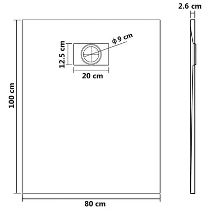 Shower Base Tray SMC White 100x80 cm