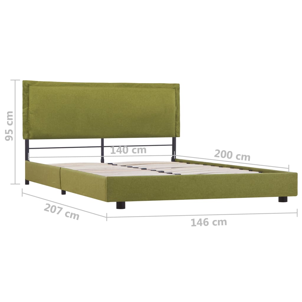 Bed Frame without Mattress Green Fabric 135x190 cm Double