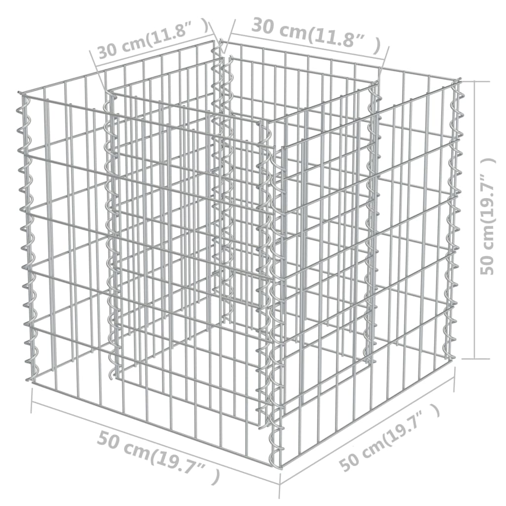 Gabion Raised Bed Galvanised Steel 50x50x50 cm