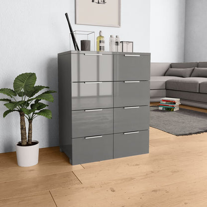 Sideboard High Gloss Grey 60x35x80 cm Engineered Wood