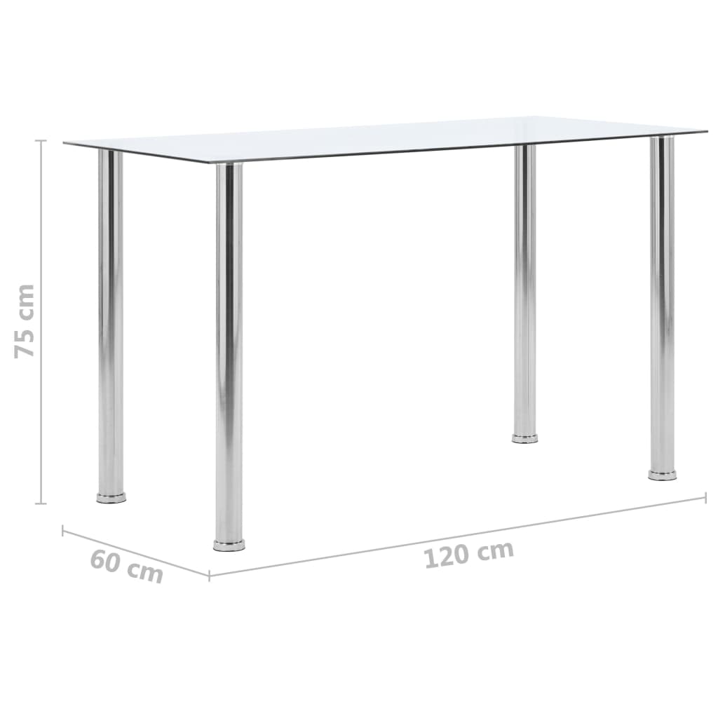 Dining Table Transparent 120x60x75 cm Tempered Glass