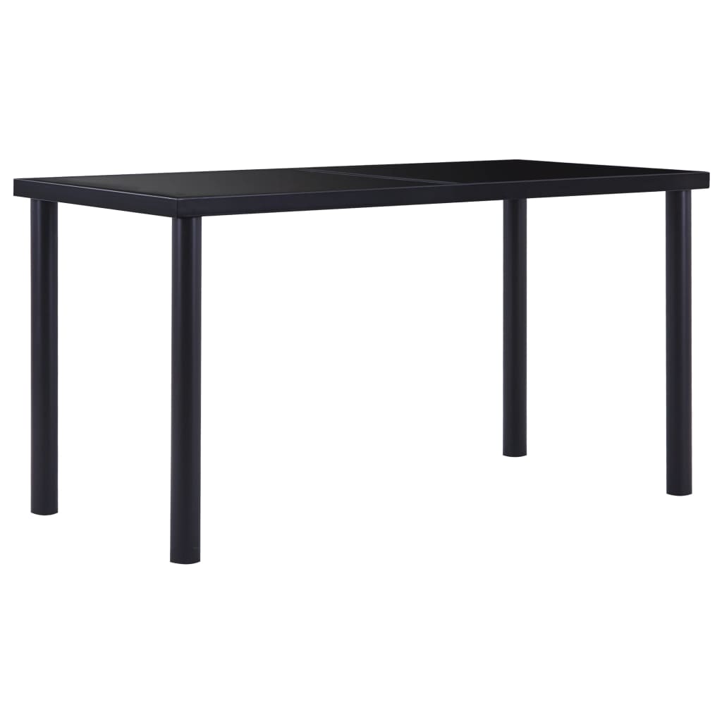 Dining Table Black 140x70x75 cm Tempered Glass