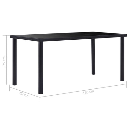 Dining Table Black 160x80x75 cm Tempered Glass