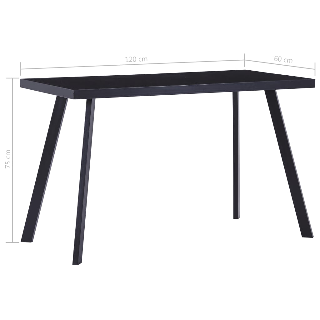 Dining Table Black 120x60x75 cm Tempered Glass