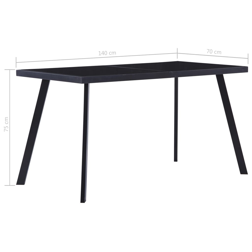 Dining Table Black 140x70x75 cm Tempered Glass