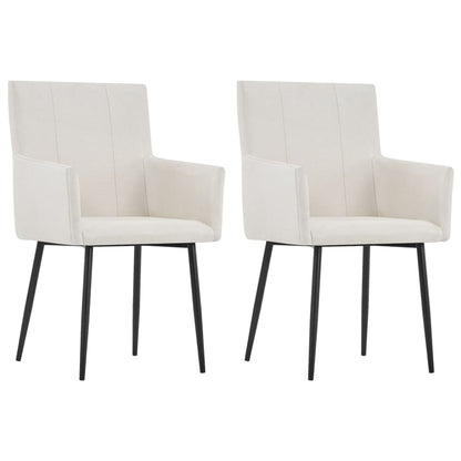 Dining Chairs with Armrests 2 pcs Cream Fabric