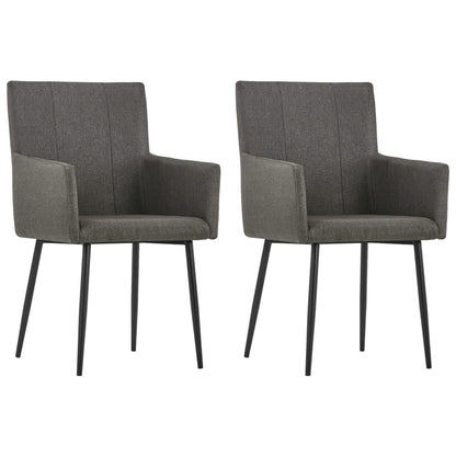 Dining Chairs with Armrests 2 pcs Taupe Fabric