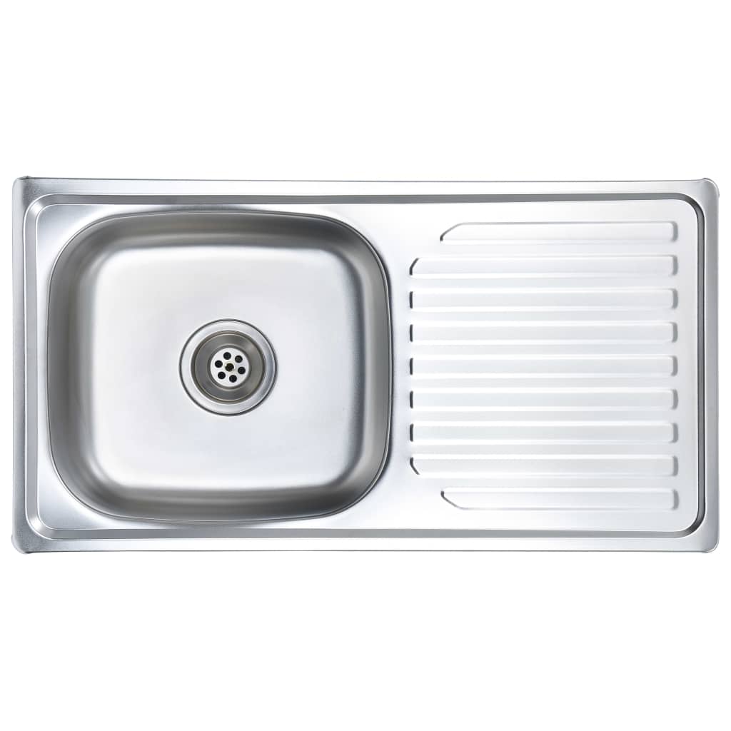 Kitchen Sink with Strainer and Trap Stainless Steel