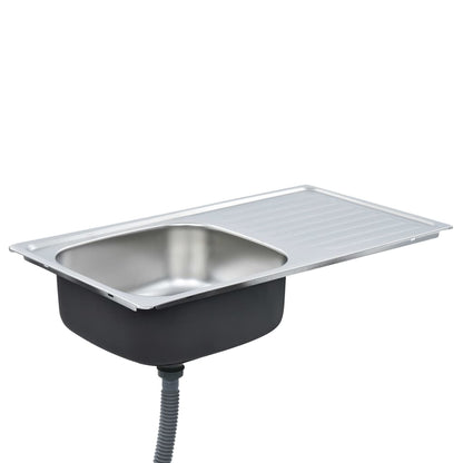 Kitchen Sink with Strainer and Trap Stainless Steel