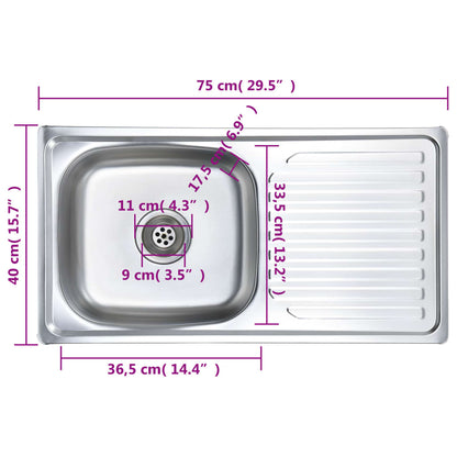 Kitchen Sink with Strainer and Trap Stainless Steel