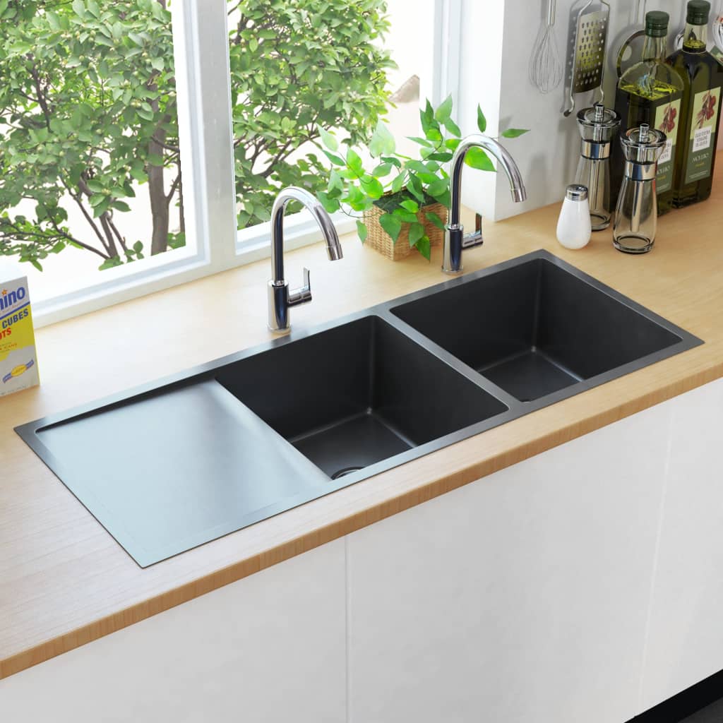 Handmade Kitchen Sink Black Stainless Steel